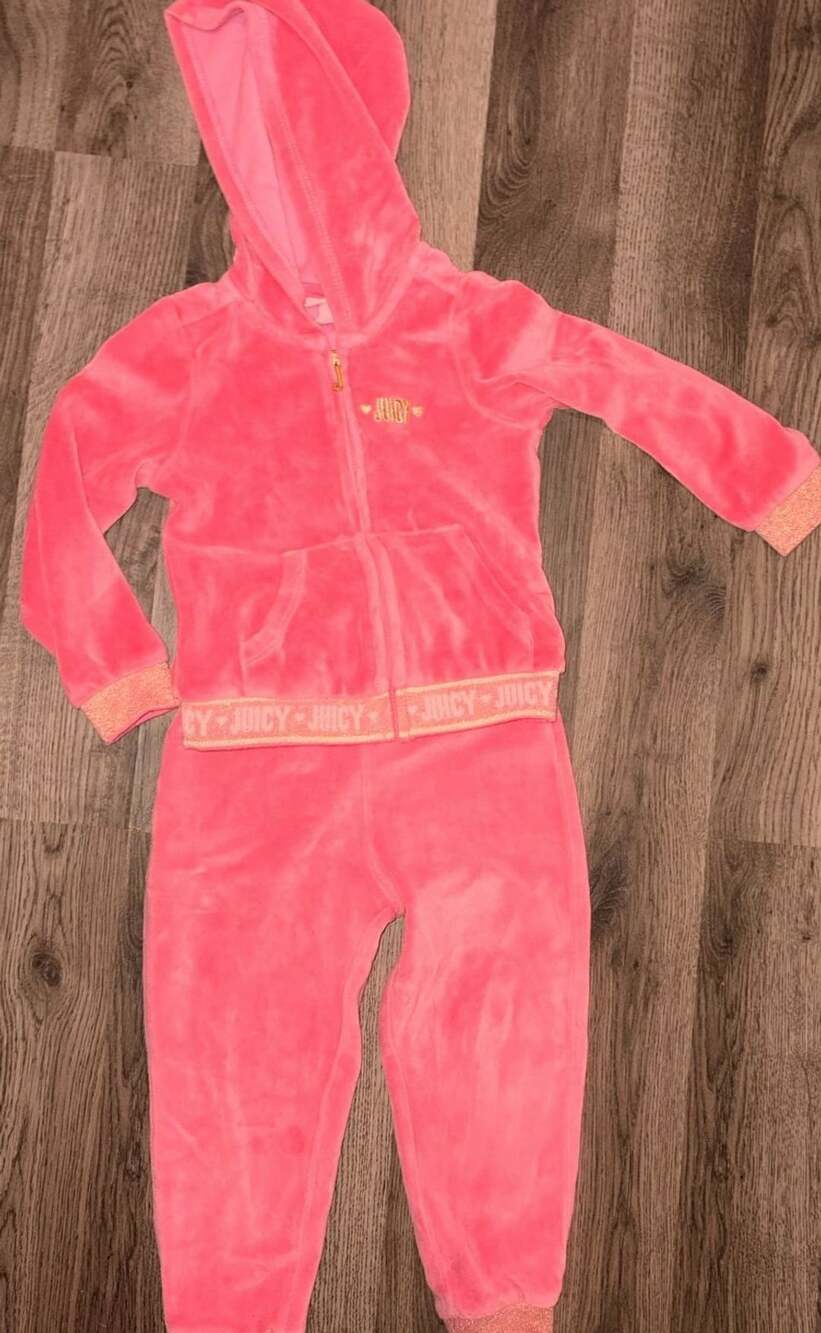 Juicy Couture Toddler Girls Pink Velour Tracksuit Set Size 3T